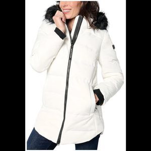 Arctic Expedition Curved Hem Down Parka with Detachable Hood White - Regular